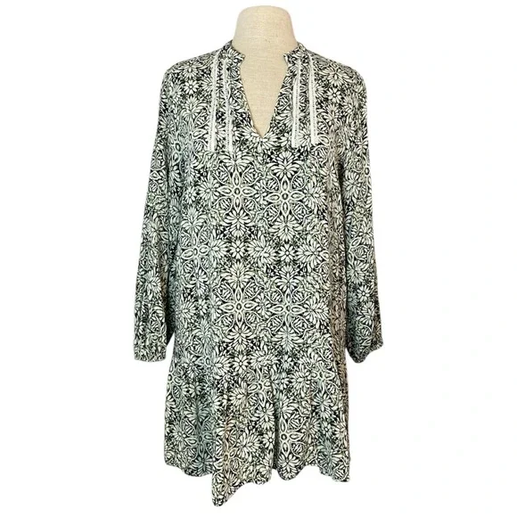 Zara Mini Dress Crochet Trim Boho Cottagecore Floral Womens Medium Lightweight - Picture 1 of 5